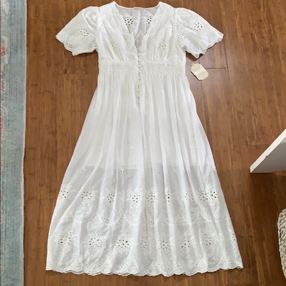 NEW Altar’d State Coralie Midi Dress Eyelet Lace - Picture 3 of 7